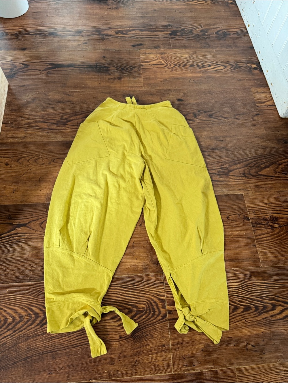 Free People Mustard Yellow Wide Leg Tie-Hem Pants size small